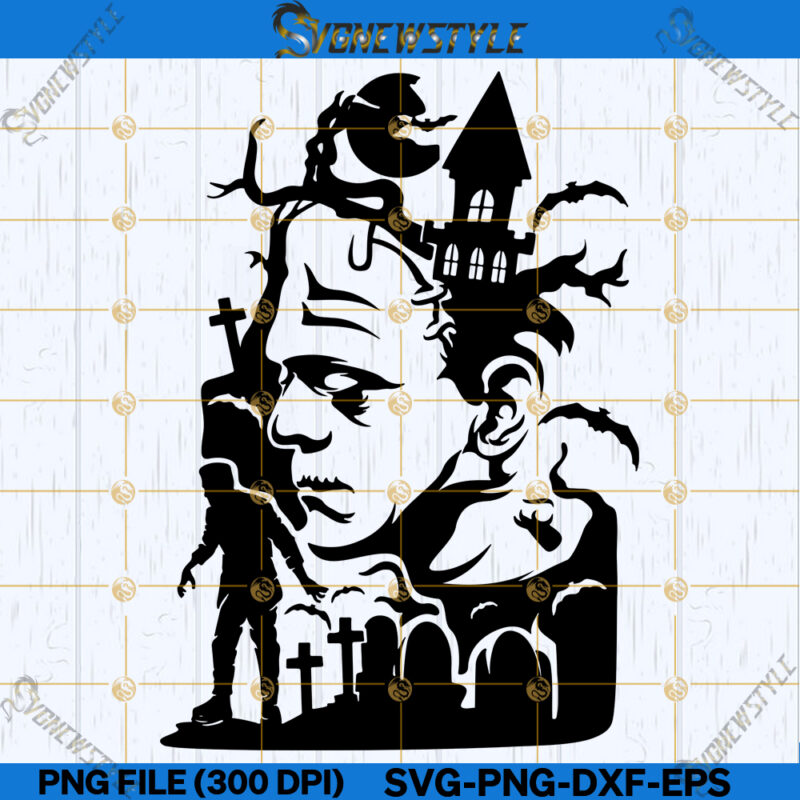 Frankenstein Scene Svg File Haunted House Svg Png Dxf Eps Cricut File