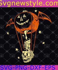 Hot Air Balloon Pumpkin Halloween Svg, PNG, EPS, DXF, Cricut File Silhouette Art