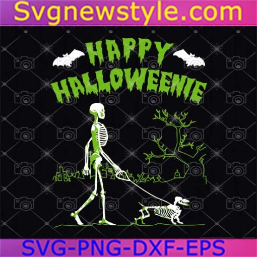 Skeleton Happy Halloweenie Svg