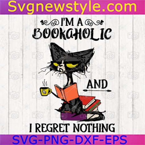Black Cat Im A Bookaholic Svg