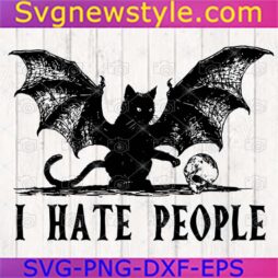 Cat Bat Skulls I Hate People Svg