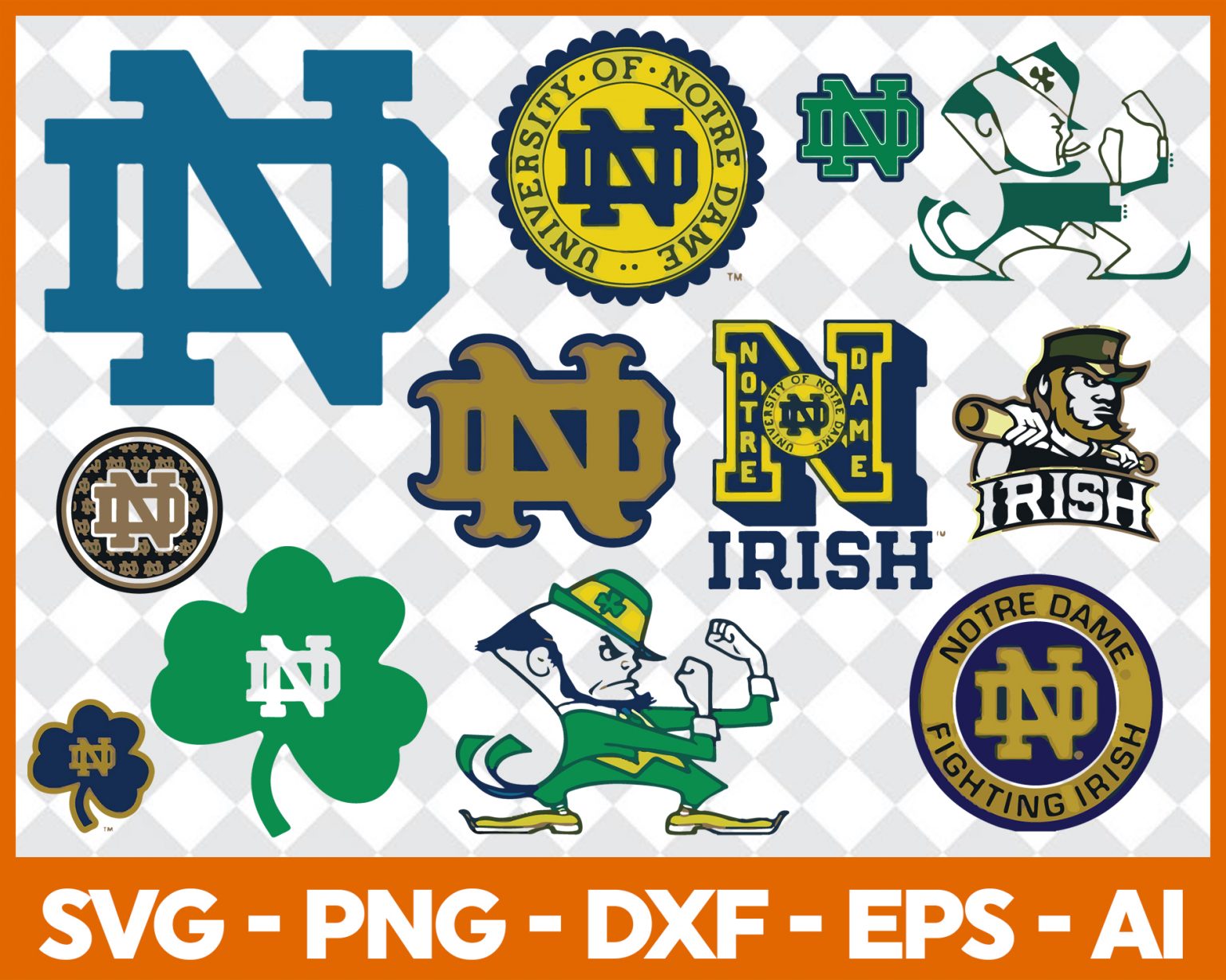 Download Fighting Irish svg, Notre Dame clipart College University Sport Team Logos bundle silhouette ...