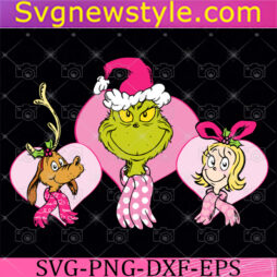 Dr Seuss Grinch Pink Heart Trio Pullover Svg