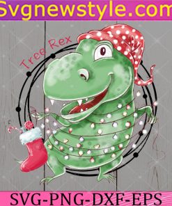 Christmas Dinosaur PNG Cricut File Silhouette Art
