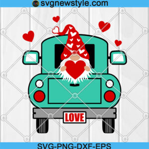 Valentines Day Gnome Vintage Farm Truck Svg