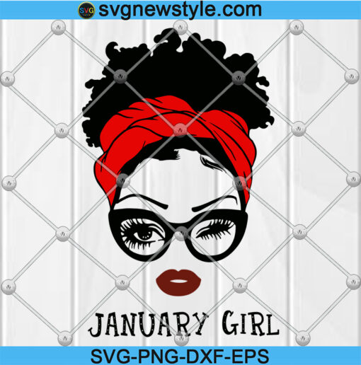 January Girl SVG, Woman With Glasses SVG, Digital Download