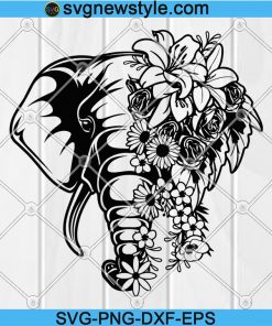 Floral Elephant Svg File,, Elephant Svg, Flowers Elephant svg