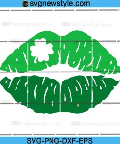 St. Patrick's Day Svg, Lips Svg, Irish Kiss Svg, Lips with Clover