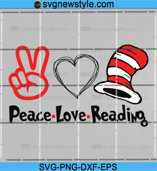 Peace love Reading Svg