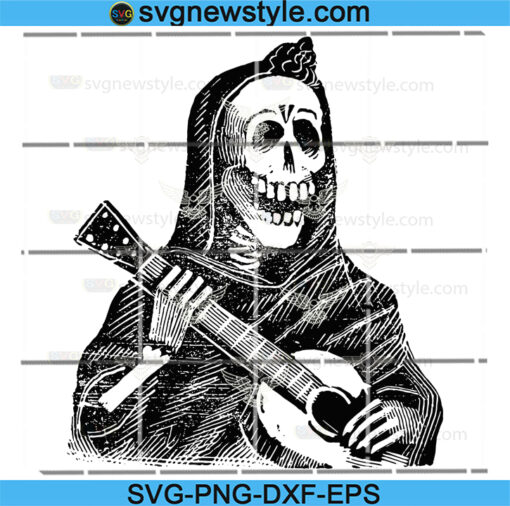 Female Skeleton Playing Guitar SVG