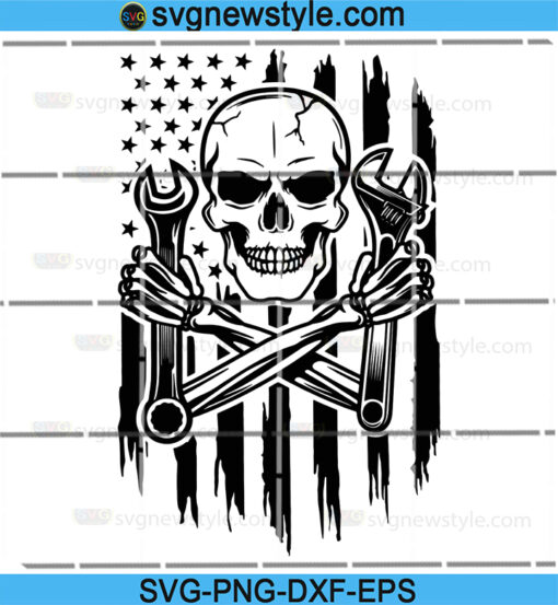 US Skull Mechanic SVG