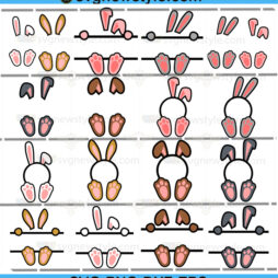 Bunny Easter Bundle Split Monogram SVG