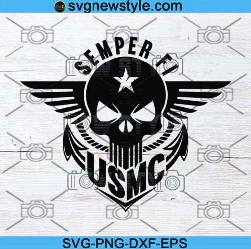 Semper Fi Skull SVG