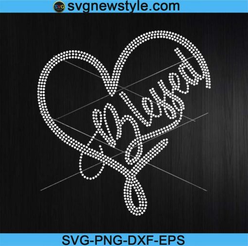 Blessed Heart Rhinestone Svg