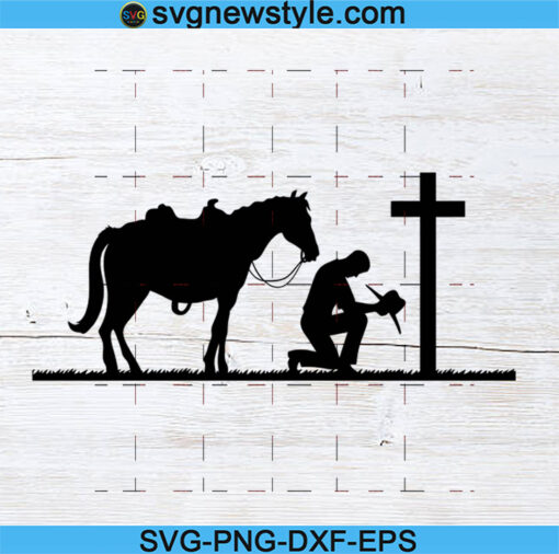 Cowboy kneeling praying Svg