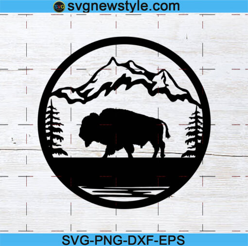 Bison Mountains Monogram Svg