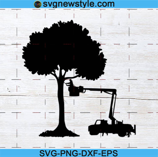 Tree Trimmer and Bucket Truck Svg