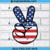 Hand Peace Sign American Flag Svg