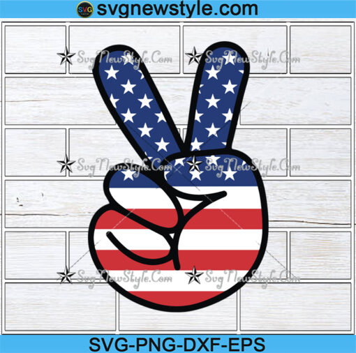 Hand Peace Sign American Flag Svg