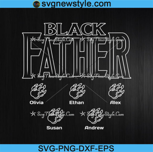 Personalized Black Father Bear Paws Svg