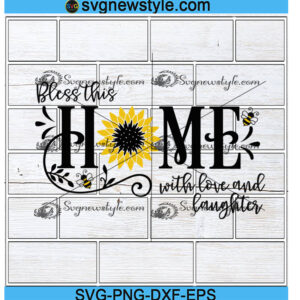 Sunflower and Bee Bless This Home Svg