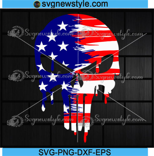 Skull distressed American flag Svg