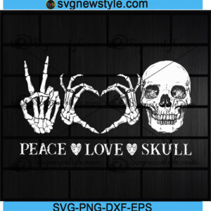 Peace love skull svg