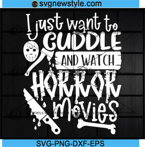 Cuddle and watch horror movies svg