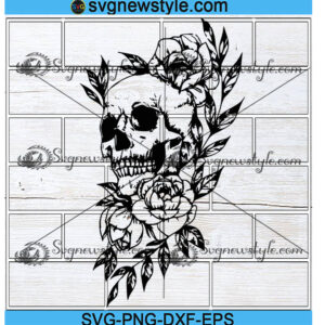 Skull with flowers Svg