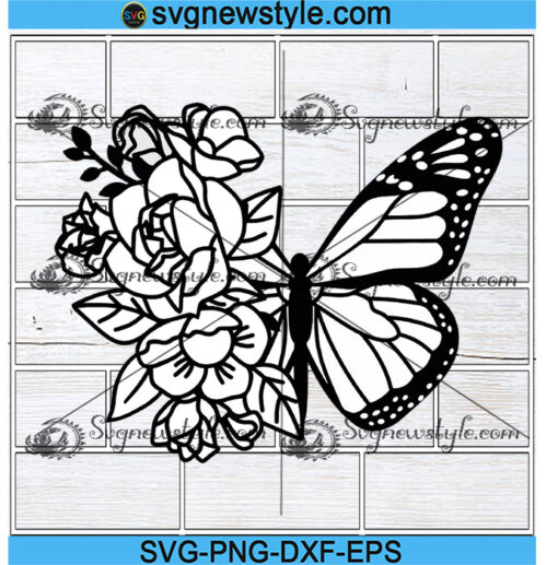 Floral butterfly svg