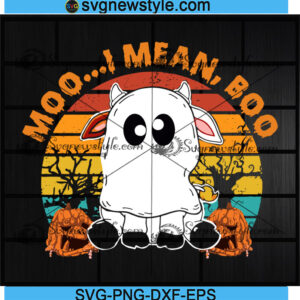 Ghost Cow Moo I Mean Boo Pumpkin Moon Svg