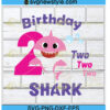 Second Birthday Pink Shark Svg