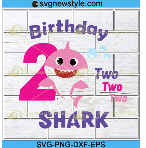 Second Birthday Pink Shark Svg, Baby Shark Svg, Birthday Svg, Png, Dxf ...