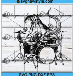 Octopus Playing Drums Svg