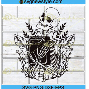 Skeleton With Book Svg