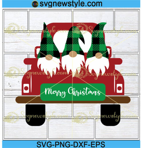 Christmas Truck with Gnomes Svg