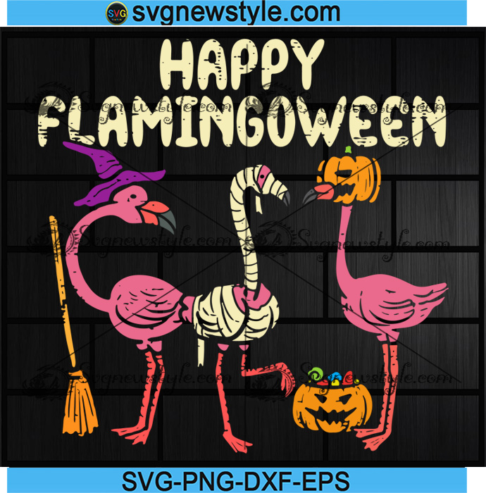 Pumpkin Flamingo Halloween Svg, Png, Dxf, Eps, Digital Downloads 4 mockup 9