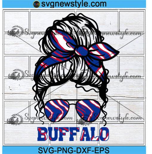 Buffalo Zubaz Print Messy Bun svg Png