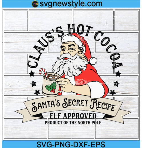 Claus's Hot Cocoa Christmas Logo Label Svg Png