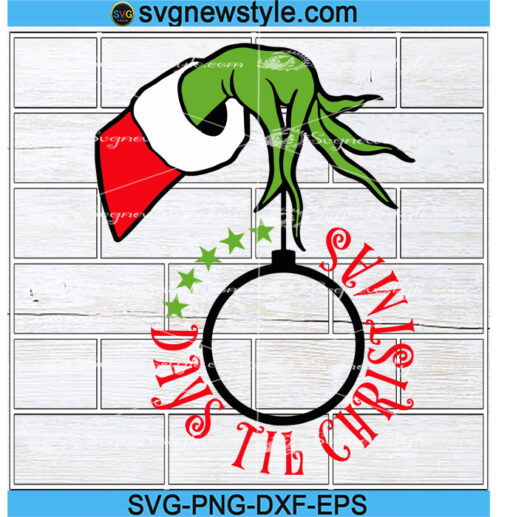 Christmas countdown grinch hand svg