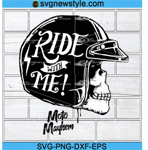 Ride With Me Biker Skull svg