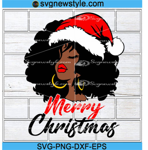 Merry Christmas Black Girl Svg Png