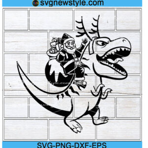 Christmas Santa Dinosaur sleigh ride SVG