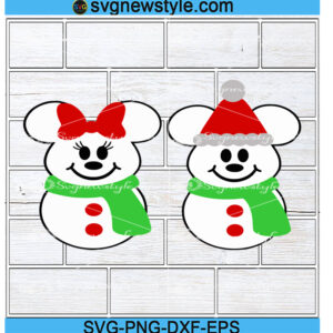 Mouse snowman SVG, Girl Mouse snowman SVG, Png, Dxf, Cricut File Silhouette Art
