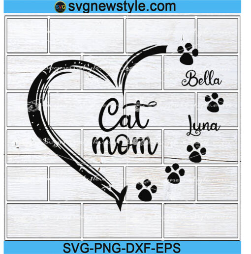 Personalized Cat Mom With Names Svg