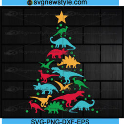 Dinosaur Holiday Tree Svg