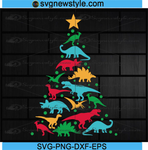 Dinosaur Holiday Tree Svg