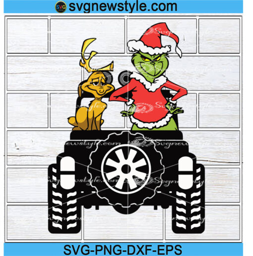 Grinch and Dog on Jeep SVG