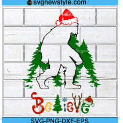 Christmas Bigfoot Believe Svg