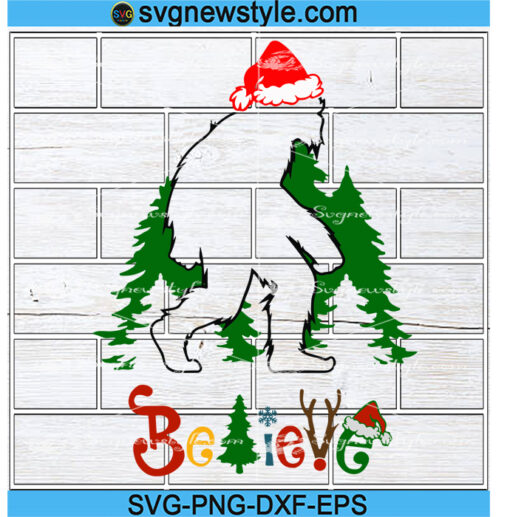 Christmas Bigfoot Believe Svg